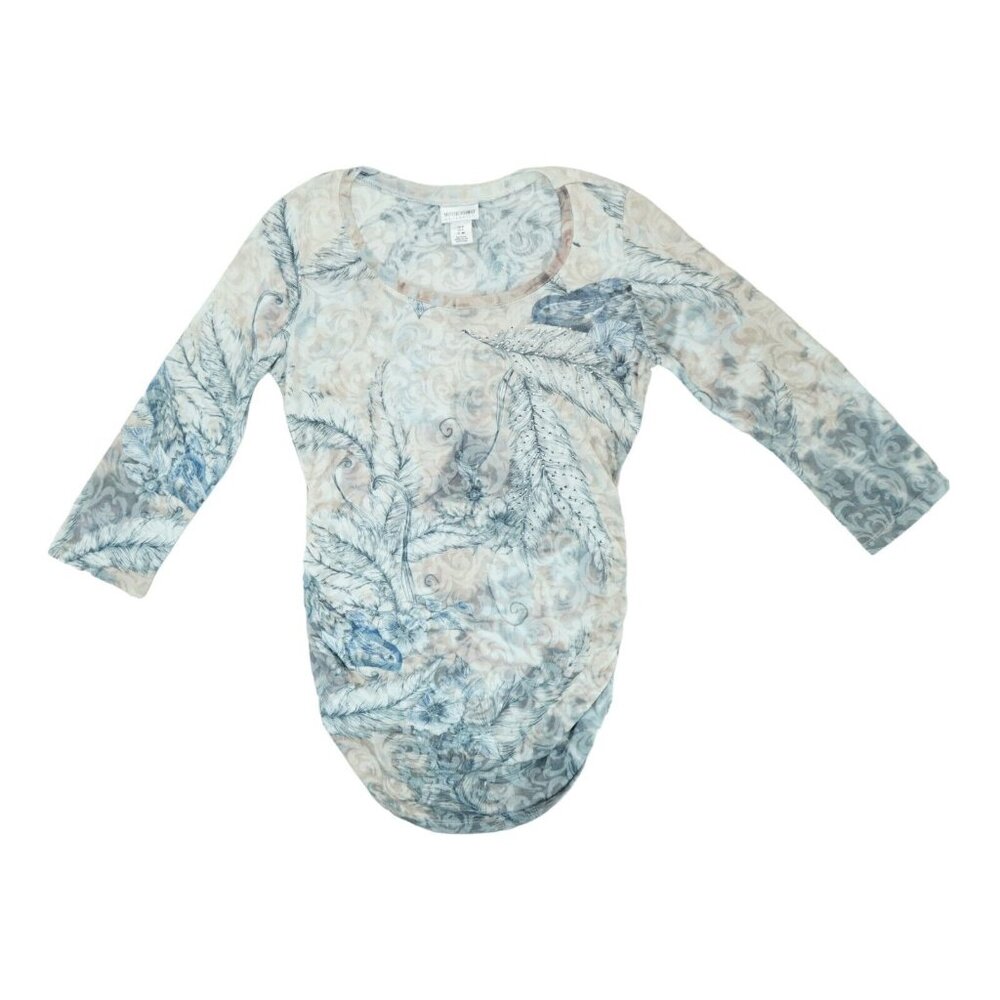Motherhood Maternity Blouse Top 3/4 Sleeve Birds Print Size Small S
